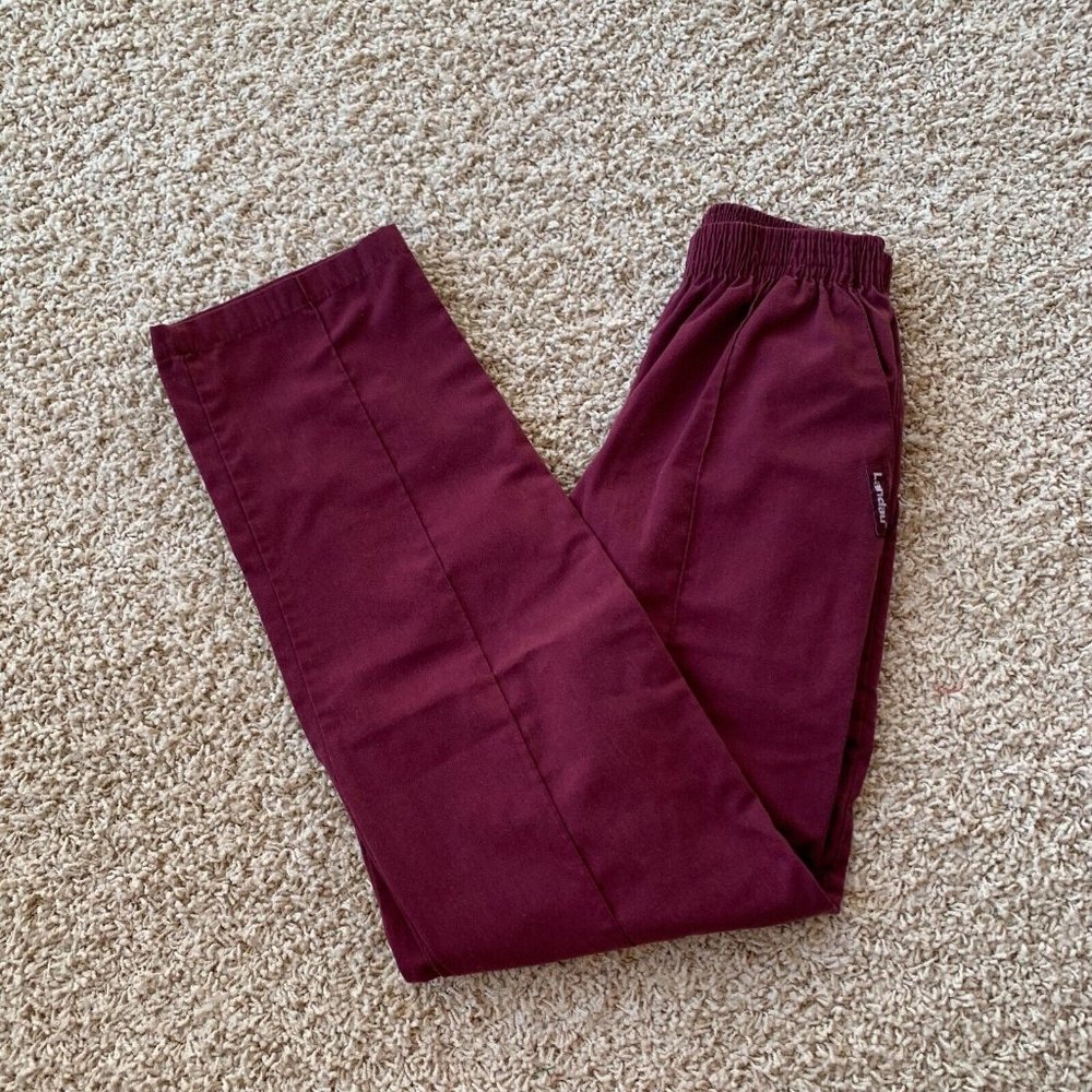 landau elastic waist scrub pants burgundy 🏥 s